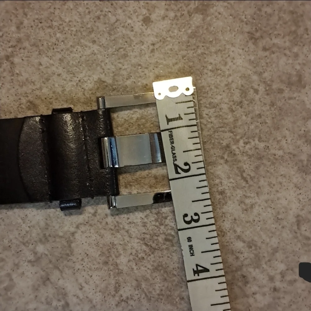 Anne Klein Women Brown Leather Belt Size L  Lion Logo Wide Classic Preowned